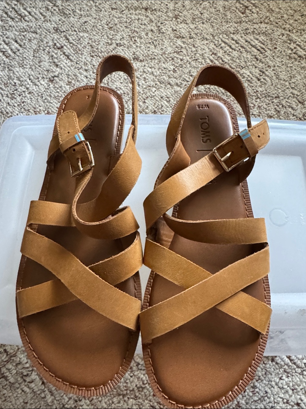 Toms Women’s Tan Crisscross Leather Slingback Sandals